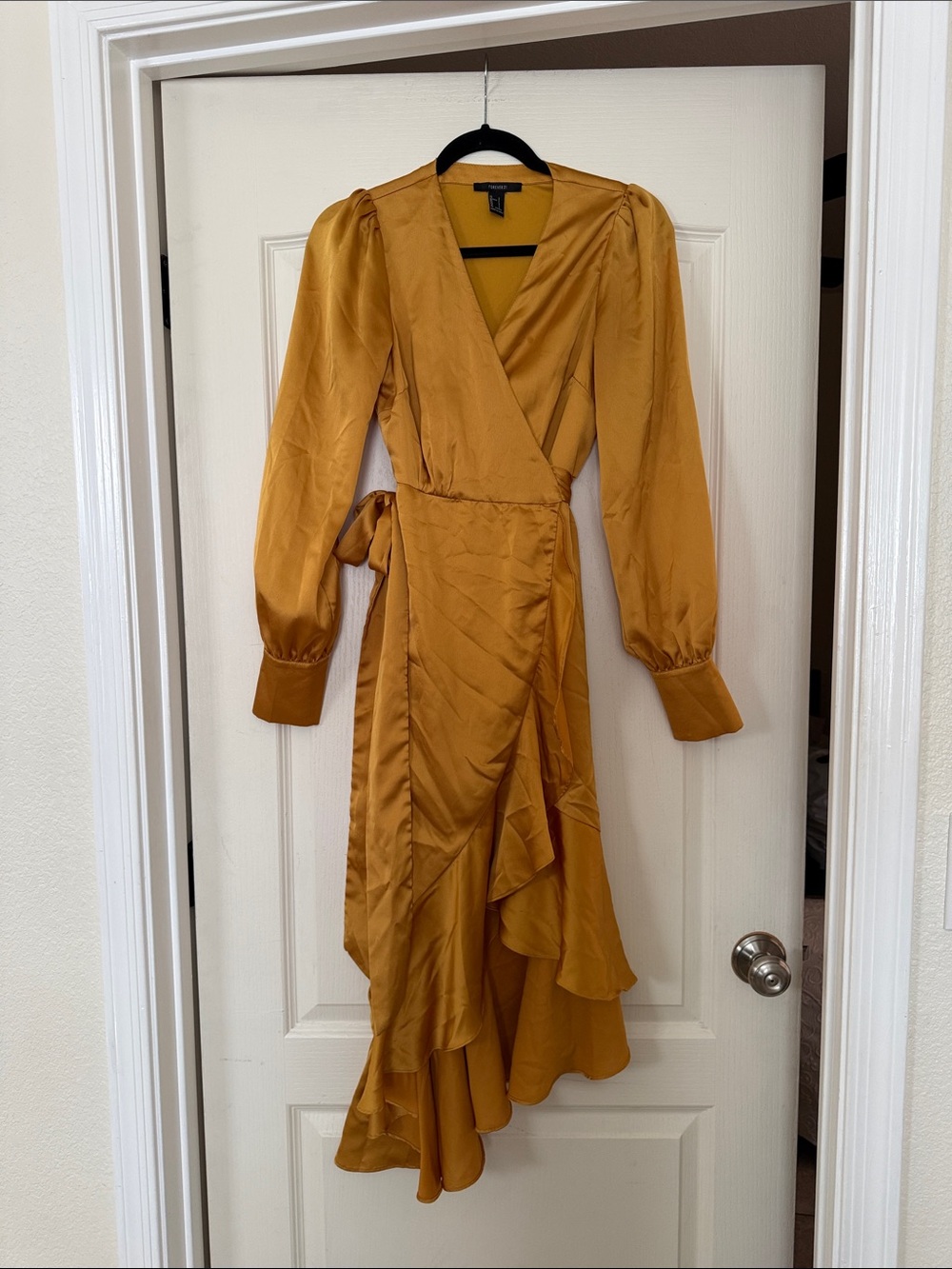 Forever 21 Mustard Wrap Ruffle Maxi Dress